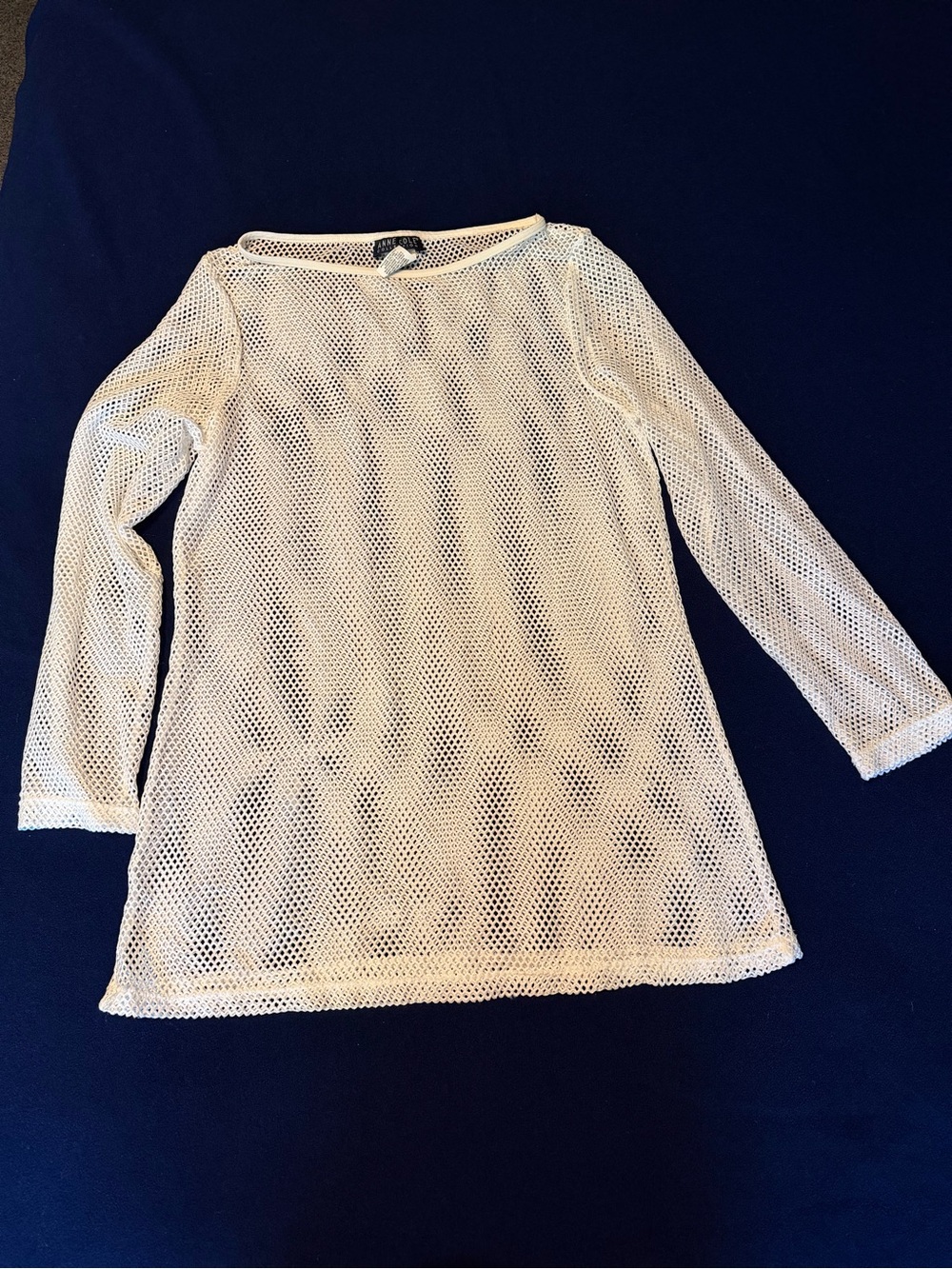 Anne Cole White Mesh Long Sleeve Beach Cover-Up
